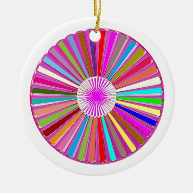 CHAKRA Wheel Round Colourful Healing Goodluck Ceramic Ornament (Front)