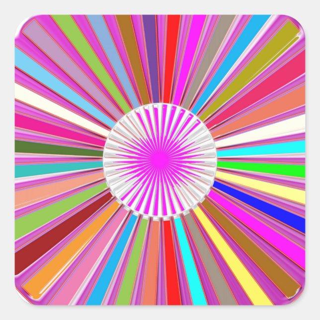 CHAKRA Wheel Round Colourful Healing Goodluck Deco Square Sticker (Front)