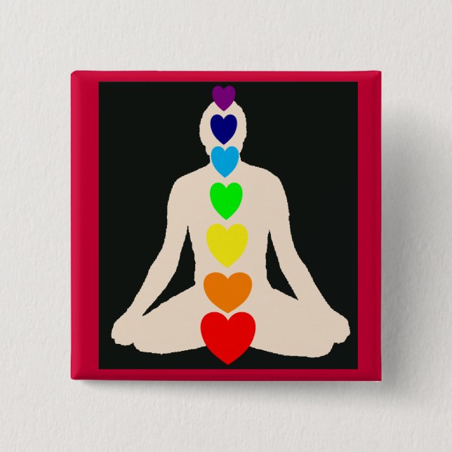 Chakra Yoga Lotus Position Gifts 2 Inch Square Button (Front)