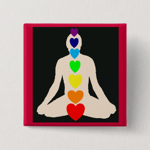 Chakra Yoga Lotus Position Gifts 2 Inch Square Button