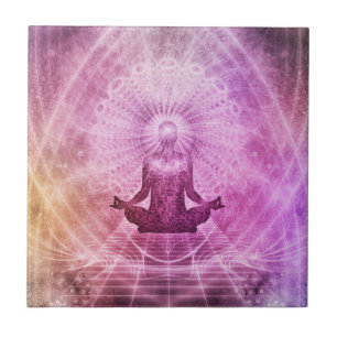 Chakra Yoga Meditation Ceramic Photo Tile