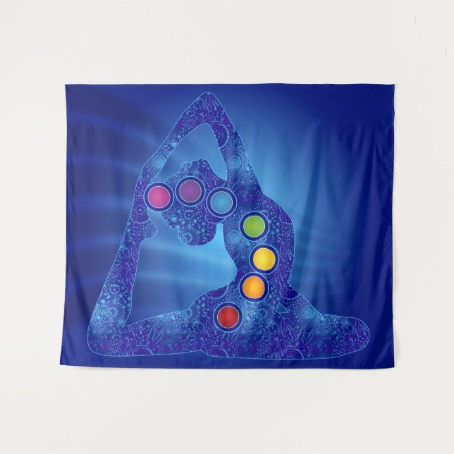 Chakra Yoga Pose Tapestry (Front (Horizontal))