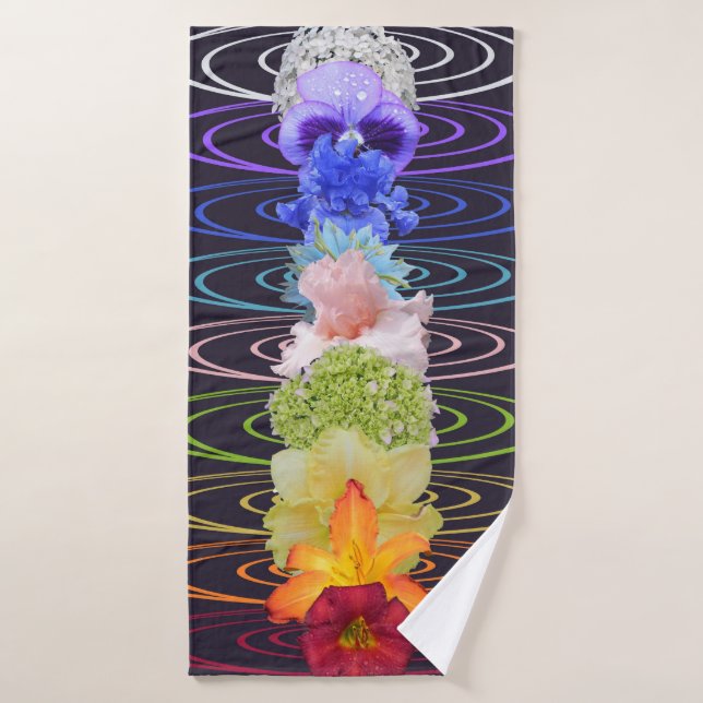 Chakra Zen Méditation Couleur Fleurs (Serviette de bain)