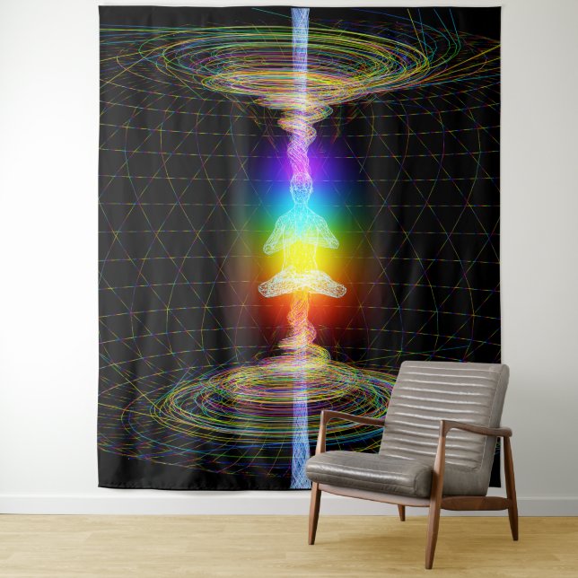 Chakras Energy Activating BlackTapestry Tapestry (In Situ)