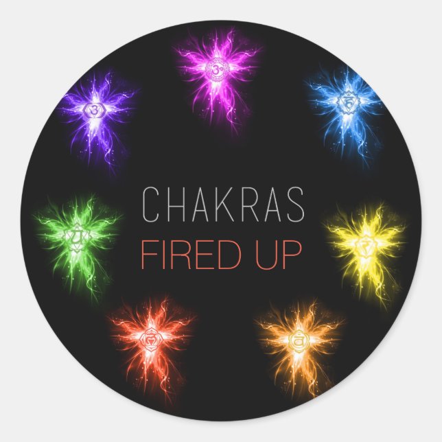 Chakras Fired Up  Classic Round Sticker (Front)