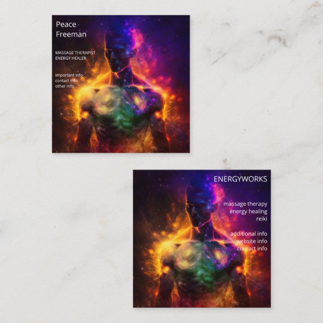 Chakras | Human Auras | Energy Healer Square Business Card (Front/Back)