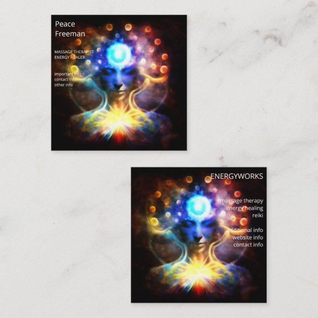 Chakras | Human Auras | Energy Healer  Square Business Card (Front/Back)