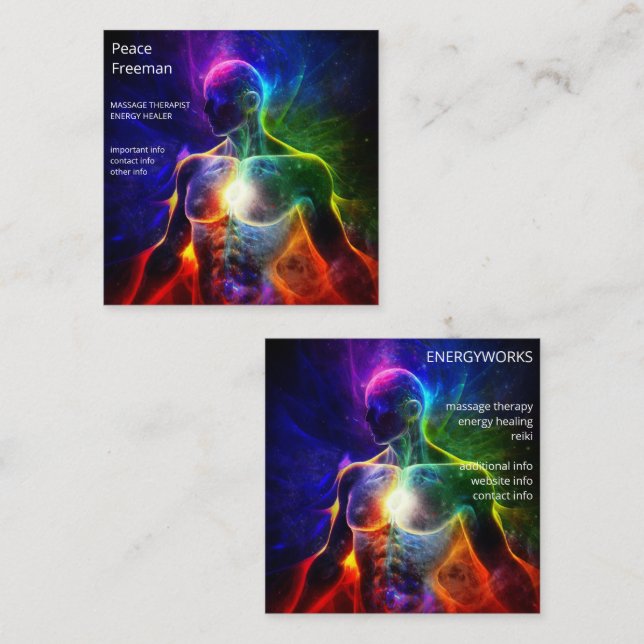 Chakras | Human Auras | Energy Healer  Square Business Card (Front/Back)