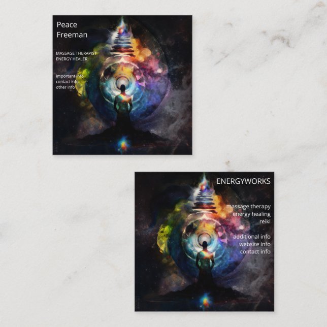 Chakras | Human Auras | Energy Healer  Square Business Card (Front/Back)