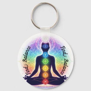 Chakras Meditation Art   Seven Colourful Symbols Keychain