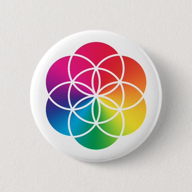 Chakras Rainbow Seed of Life Symbol 2 Inch Round Button (Front)