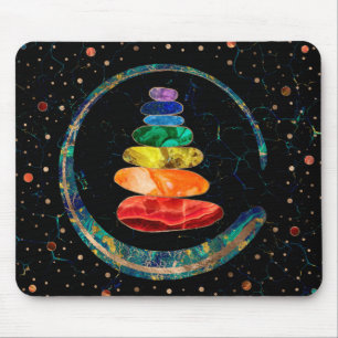 Chakras Zen Stones and Enso circle Mouse Pad