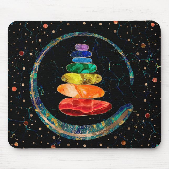 Chakras Zen Stones and Enso circle Mouse Pad (Front)