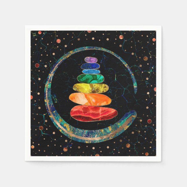 Chakras Zen Stones and Enso circle Napkin (Front)