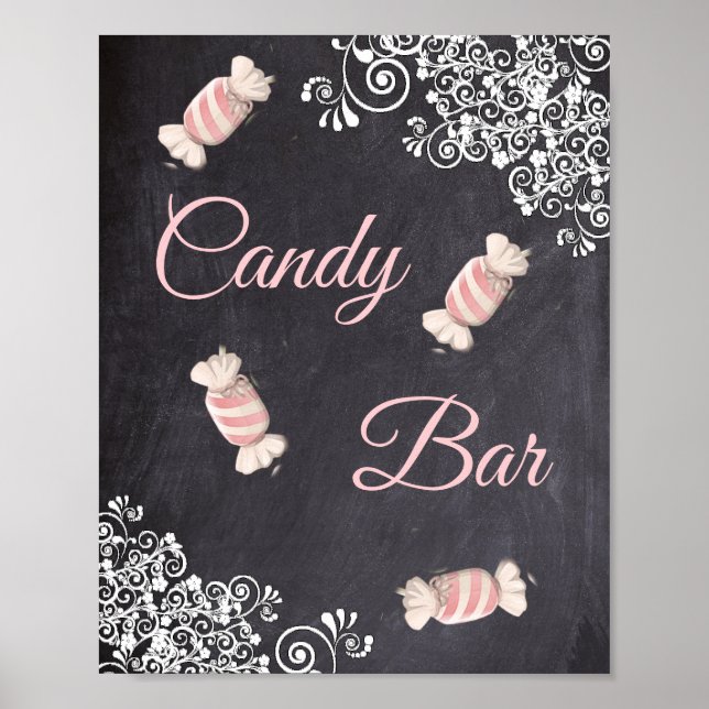 Chalboard Look Mariage Barre de Bonbons Poster (Devant)