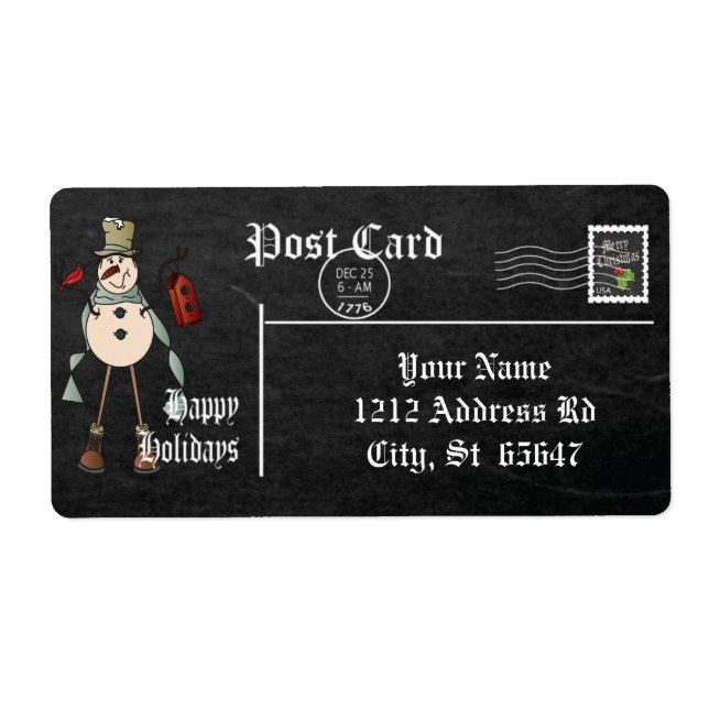 Chalboard Style Snowman - Bleu (Devant)