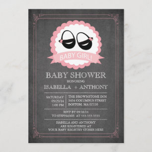 Chalet Chaussures Filles Baby showers Invitations