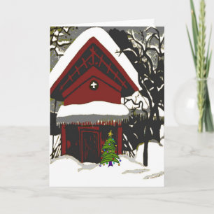 Chalet in Snow, edit text,  Holiday Card