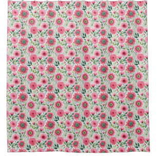 Chalet rose et vert Floral Chalet rideau de douche