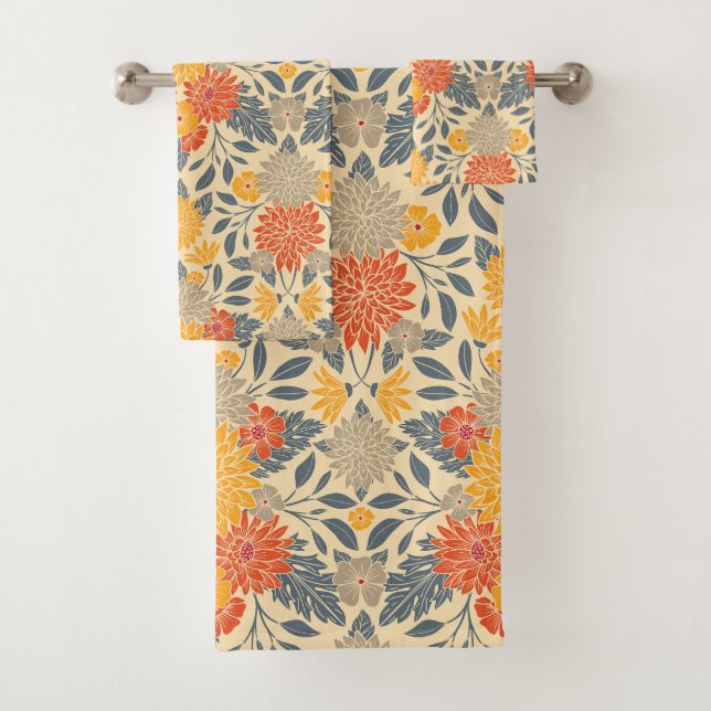 Chaleureux Jaune, Orange & Bleu Floral (En situation)