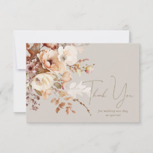 Chaleureux Taupe Floral Merci Carte Note