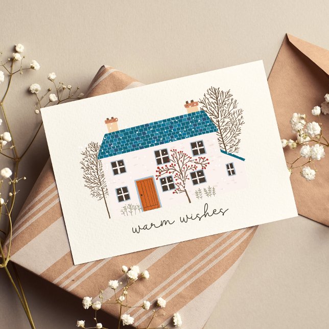 Chaleureux voeux Carte de vacances pliée non dénom (Warm Wishes Non-Denominational Folded Holiday Card for Coworkers )