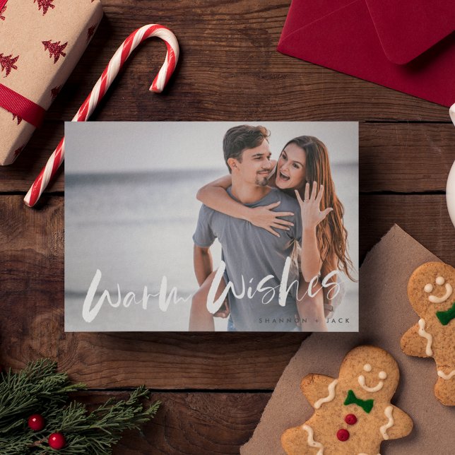 Chaleureux voeux Couple Photo Carte de Noël (Warm Wishes Couple Photo Christmas Card)
