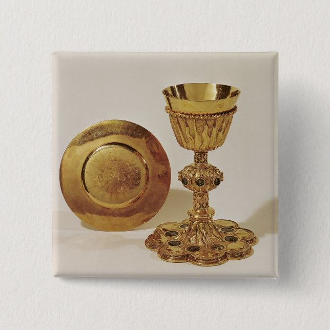 Chalice and paten 2 inch square button (Front)