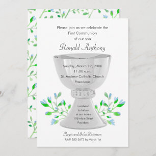 Chalice Boy First Communion Invitations