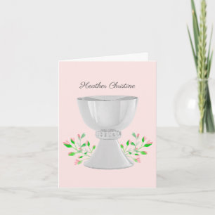 Chalice et Bufs roses Communion Baptême