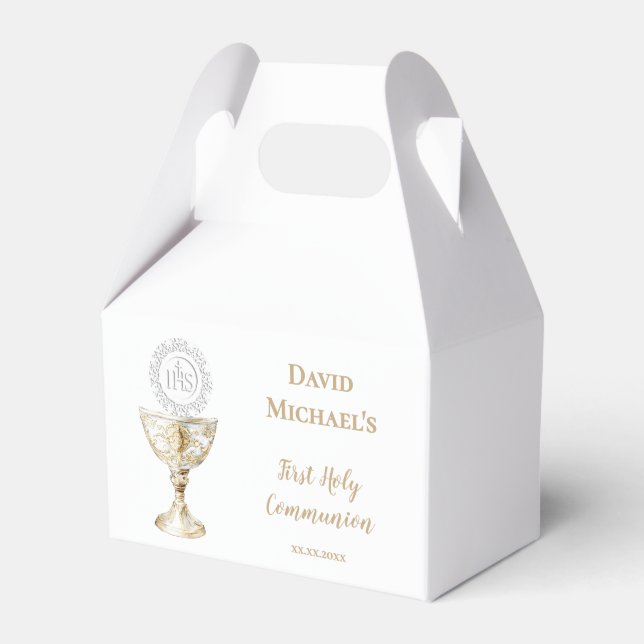 Chalice Host First Holy Communion Favor Box (Front Side)
