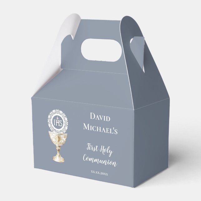Chalice Host First Holy Communion Favor Box (Front Side)