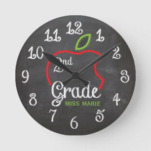 Chalk 2nd Grade   Personalized Clock