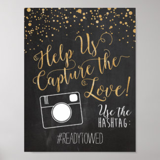 Chalk and Glitter Wedding Hash Tag Sign