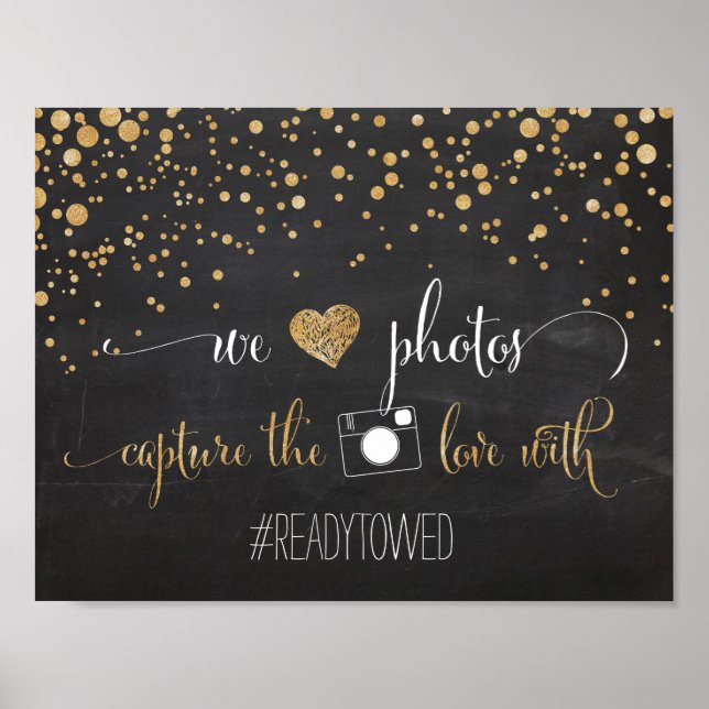 Chalk and Glitter Wedding Hash Tag Sign (Front)