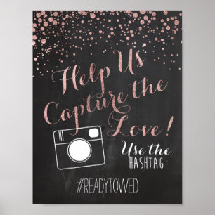 Chalk and Glitter Wedding Hash Tag Sign