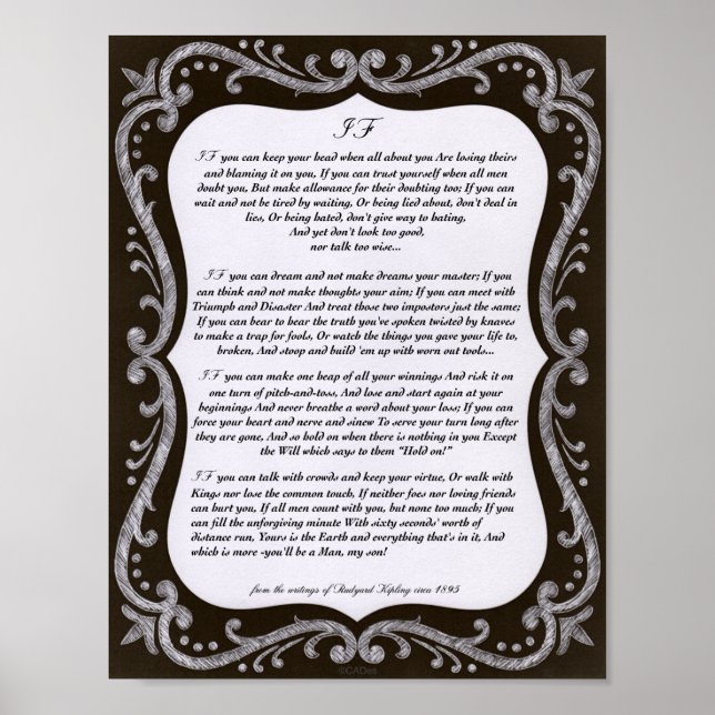 Chalk Art IF Quote by Rudyard Kipling 1895 Poster (Front)