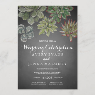 Chalk Art Succulent Plant Wedding Invitation