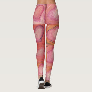 Chalk Artwork Hearts Groovy Pink Artsy Leggings