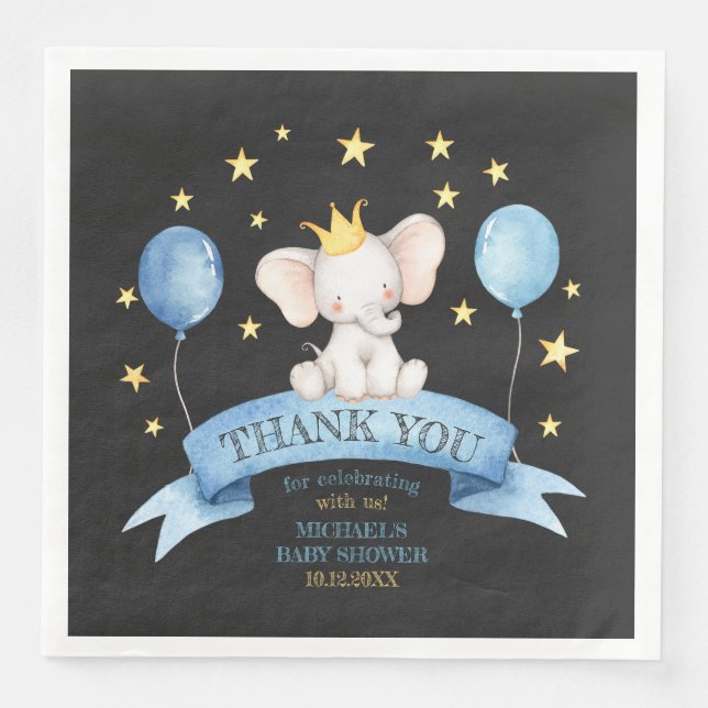 chalk baby elephant STARS BALLOONS Napkin (Front)