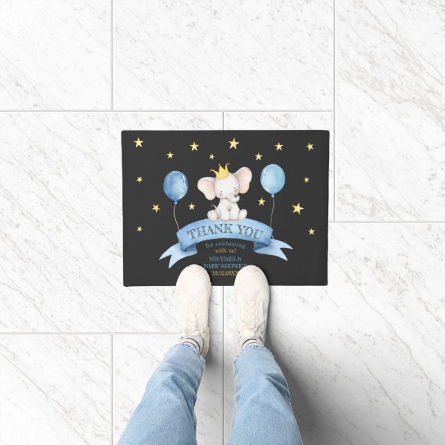 chalk baby shower elephant STARS BALLOONS Doormat (Indoor)