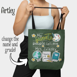 Chalk Board Elementary Teacher Name Grade Tote Bag