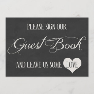 Chalk Board Hearts Wedding   Guest Book Invitation