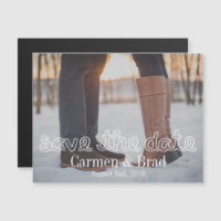 Chalk Calligraphy Personalized Photo Save The Date