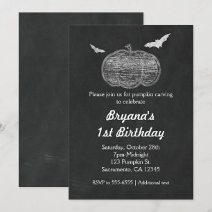 Chalk Citrouille Chalkboard Halloween Invitations