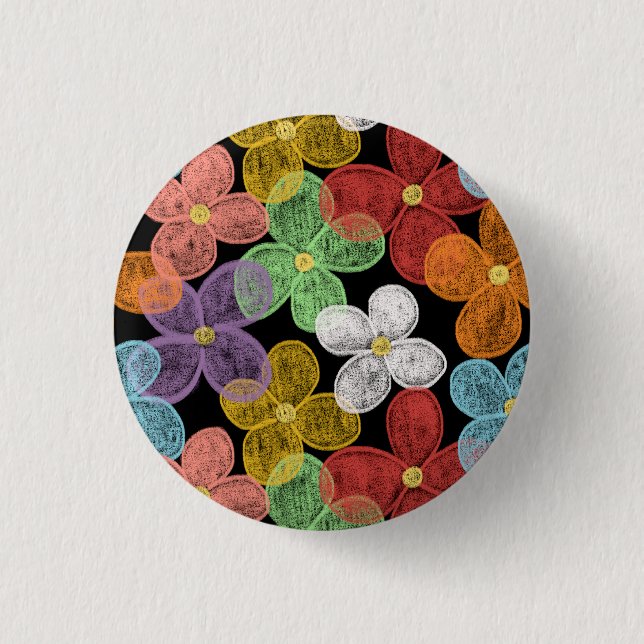 Chalk Daisies 1 Inch Round Button (Front)