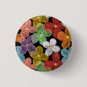 Chalk Daisies 1 Inch Round Button