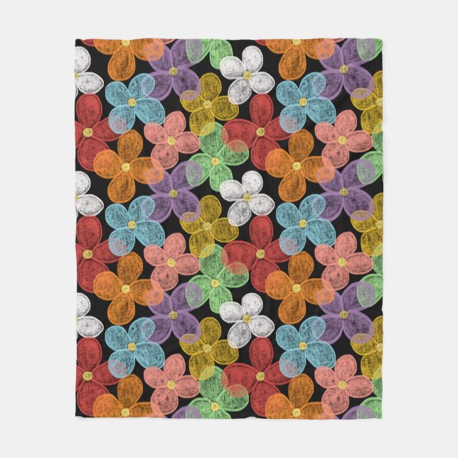 Chalk Daisies Fleece Blanket (Front)