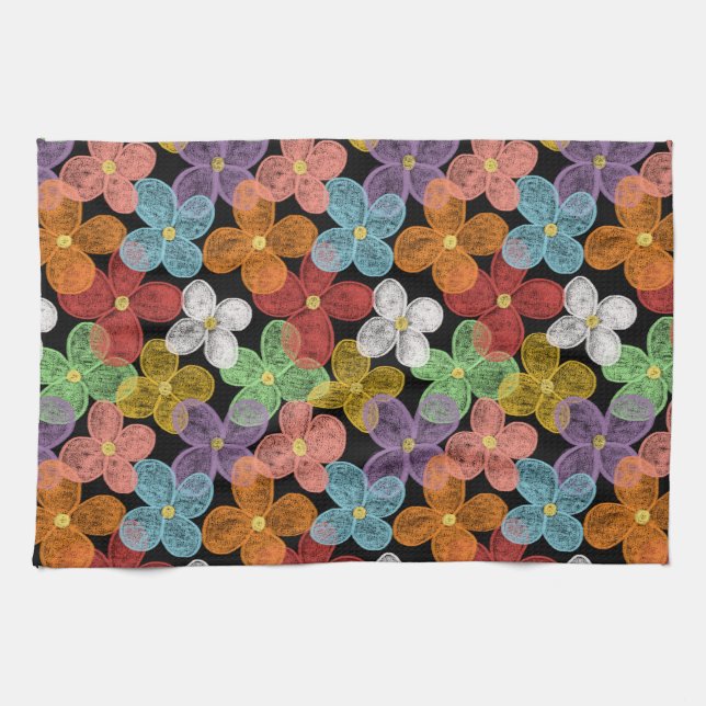 Chalk Daisies Kitchen Towel (Horizontal)