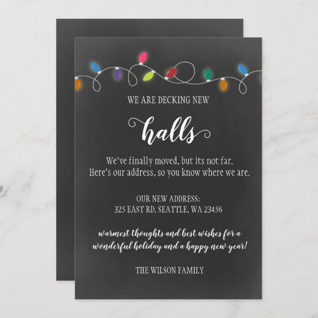 Chalk Deck The New Halls Moving Faire-part (Devant / Derrière)